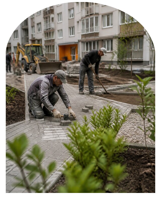 Благоустройство двора многоквартирного дома в Коркине